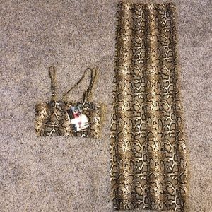 Two piece snakeskin skirt & tube top